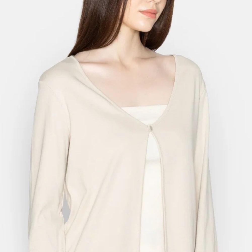 NWT Grana ivory ecru cotton long fly away cardigan jacket M